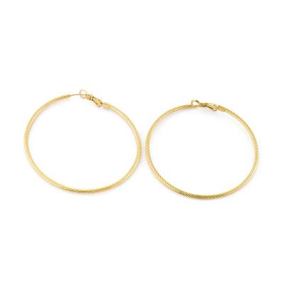 China Trendy Simple Fashion Jewelry Stainless Steel 18K Gold Plated Big Metal Hoop Earrings For Women for sale