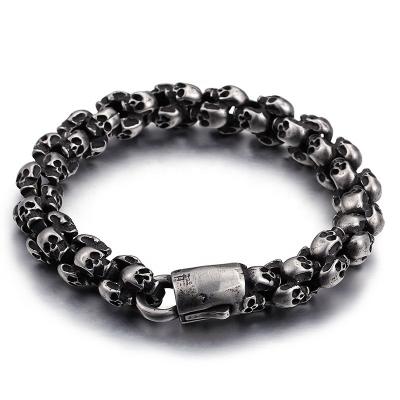 China Vintage Design Gothic Fashion And Vintage Stainless Steel Jewelry Personalized Skull Bracelet For Men for sale