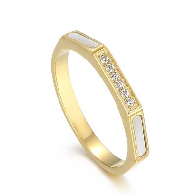 China Wholesale Trendy Fashion Stainless Steel Gold Plated Shell and Diamond Engagement Rings For Women for sale