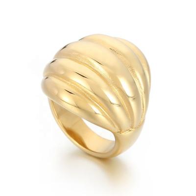 China FASHIONABLE Unique Design Personalized Jewelry Stainless Steel 18K Gold Plated Chunky Rings For Women for sale