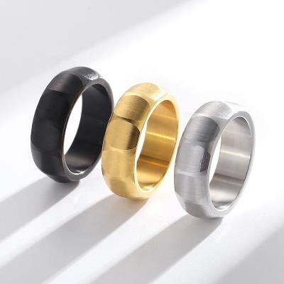 China TRENDY Simple Creative Design Silver Black And Gold Fashion Stainless Steel Matt Rings For Men for sale