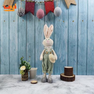 China Adorable Handmade Ostern Easter Rabbit Decoration Fabric Cloth Stand Spring Easter Bunny for sale