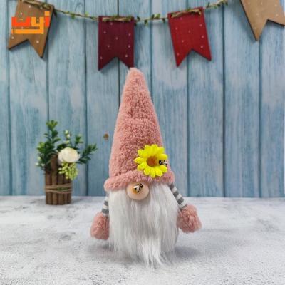 China Table Eco-friendly Party Decorations Summer Materials Handmade Fabric Crafts Summer Vacation Pink Plush Tropical Gnomes With Different Colors Beard for sale