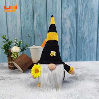 China Eco-friendly Materials Summer Party Sunflower Gonk Kitchen Farmhouse Decor Handmade Plush Yellow Flower Gnomes for sale