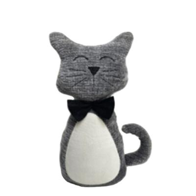 China Hot Selling Fabric Good Quality Gray Cat Doll Plush Toy Room Ornament Decorations for sale