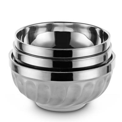 China Sustainable Double Wall 304 Gold Set 3 In One Commercial Small Bowls Printed Stainless Steel Bowl for sale