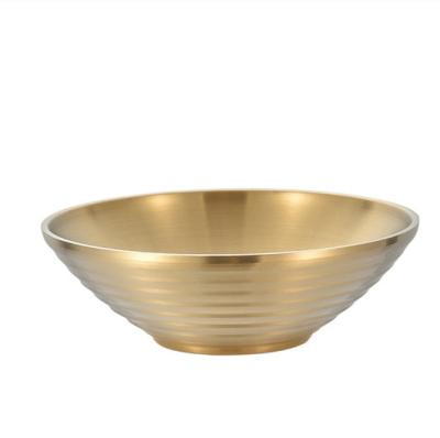 China CLASSIC Dough Bowl High Capacity Wall Cereal Bowl 304 Stainless Steel Golden Double Serving Bowl with Anti-scalding for sale