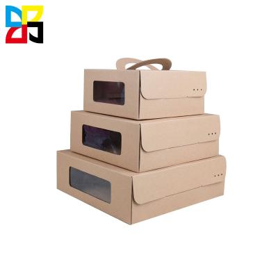 China Recycled Materials Disposable Food Grade Recycle Kraft Paper Corrugated Cake Box Cookies Packaging Box Dessert Packing Box for sale