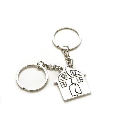 China Metal 1 Pair New Couple Lovers Keychain Valentine's Day Gift House Type Couple Metal Key Chain for sale