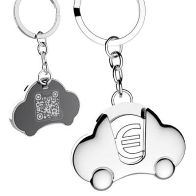 China Metal Custom Logo Metal Promotional Trolley Coin Keyrings for sale