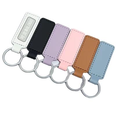 China Leather Factory Wholesale Custom Leather Keyring Key Holder Pendant Retro Promotion Gift Blank Luxury Pu Leather Keychain for sale