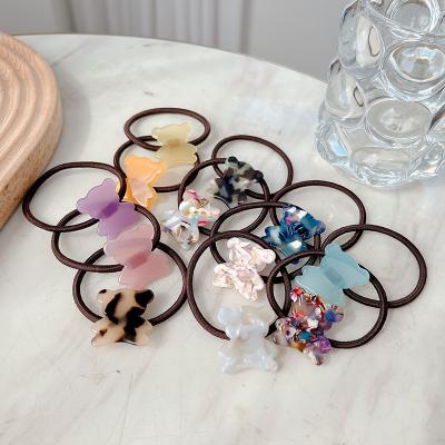 China Hair Ties Colorful Cute Bear Acetate Black Hair Elastic Band For Girls 10pcs/Bag for sale