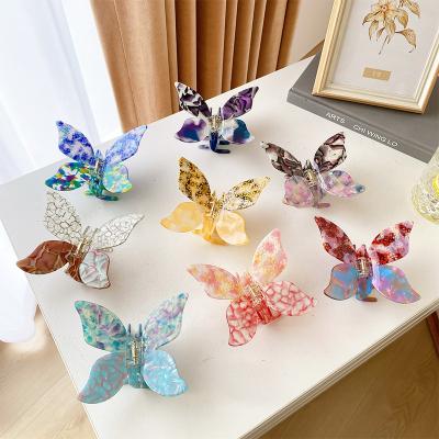 China Hair Clips INS Hot Selling Acetate Hair Clips 11cm Oversized Luminous Color Hair Clips For Thick Hair For Girl for sale