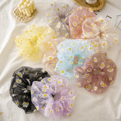 China Big Scrunchies Sell 2020 New Wholesale Daisy Gauze Hair Band Organza Oversized Scrunchies for sale