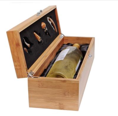 China Recyclable Bamboo Wooden Wine Gift Box Set Logo Custom Wine Storage Packaging Box for sale