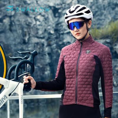 China SWALLOW Logo Thermal Lightweight Fleeced Long Sleeve Custom Womens Breathable Cycling Jacket for sale