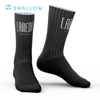 China SWALLOW OEM Logo Black Sports Men Custom ODM Soft Cycling Socks Breathable for sale