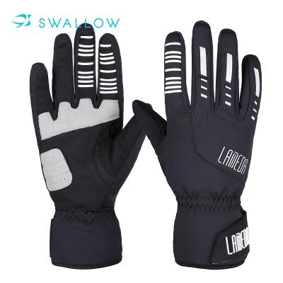 China Mens SWALLOW Breathable Black Reflective Mens Full Finger Sports Bike Cycling Gloves for sale