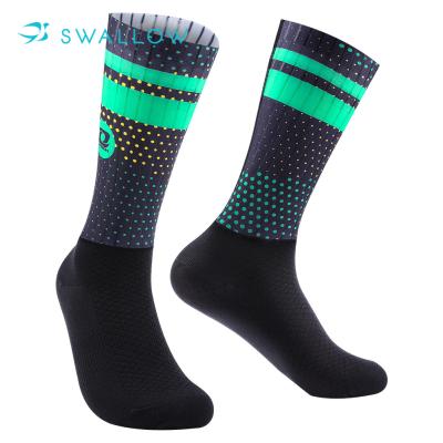 China SWALLOW Spring Autumn OEM Logo Gradient Sublimation Men Custom ODM Breathable Cycling Socks for sale