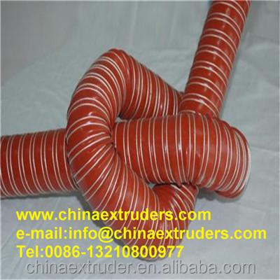 China Spiral Silicone Coated Glass Fiber Duct/Plastic Spiral Pipe Making Machine Plastic Winding Pipe Making Machine zu verkaufen