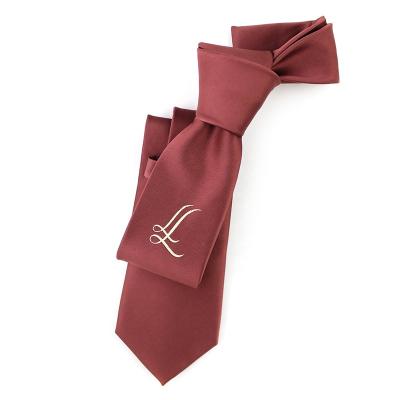 China 100% Polyester Durable Logo Woven Brick Red Neck Custom Made Narrow Skinny Handmade Tie Up For Men for sale