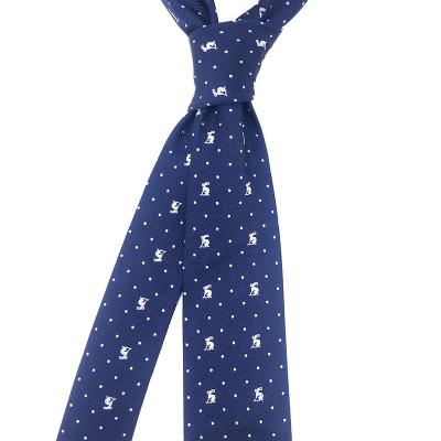 China 100% Premium Quality Silk Custom Woven Hares All Handmade Mens Fun Over Rabbit Bunny Dots Animal Silk Tie for sale