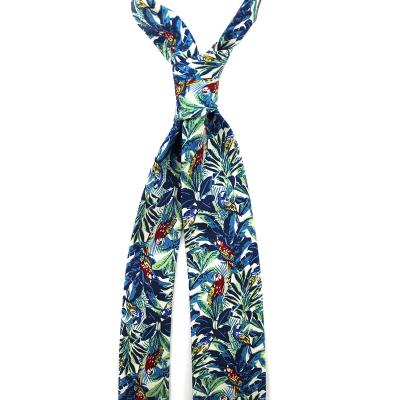 China 100% Handmade Wonderful Jungle Flowers World Animal Bird Tongue Rhetoric Parrot Silk Printed Smart Ties for sale