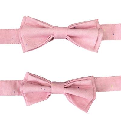 China Unique 100% Cotton Pet Neck Bow Dot Lock Bar Dog Bow Ties Handmade Durable Soft and Comfortable Adjustable Puppy Pink for sale