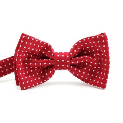 China 100% Polyester Hand Woven 100% Polyester Red Bow Ties Handmade Adjustable Classic White Polka Dot Pretied MARS EXPO Casual Butterfly Ties for sale