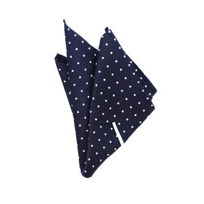 China 100% Dot Luxury 100% Polka Woven White Silk Pocket Squares Handkerchief Handkerchief Navy Blue Individual Handkerchief Jacquard Woven For Men for sale