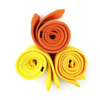 China 100% Handmade Men's Knitted Casual Neck Tie Fashion Flats Bow Tie Classic Solid Color Slim Lean Yellow Orange Polyester Knitted Necktie for sale