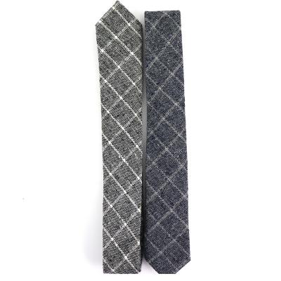 China 100% Factory wholesale handmade business hunting classic check men slim fashion narrow tweed winter polyester wool warm tie for sale