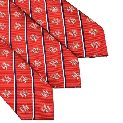 China 100% Custom Stripe College College Grosgrain School Uniform Skinny Skinny Ties 100% Silk Handmade Logo Red And White Double for sale