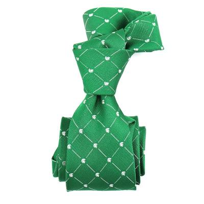 China 100% Handmade Geometric Exquisite Repeats Customized Logo Tipping Knight Helm Men Green Repp Prasinous Silk Woven Neck Tie For School for sale