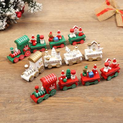 China Wooden Train Christmas Gifts Wholesale Christmas Decoration Children's Toys Ornaments Window Christmas Decorations for sale