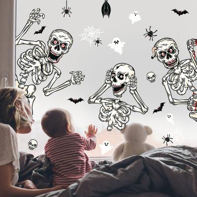 China 2021 New Halloween Eco-friendly Balloon Skeleton Scarecrow Sticker Window Wall Decoration Static Sticker for sale