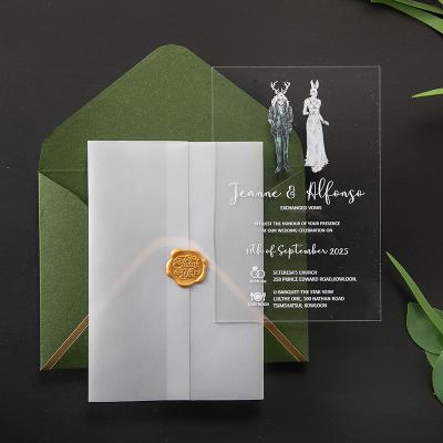 China Creative Customized Europe 2021 Wedding Invitation Acrylic Card Business Event European Invitation Letter for sale