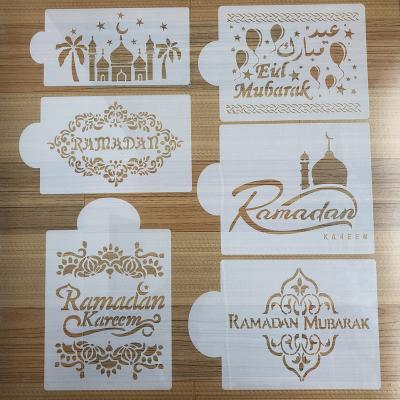 China Hot Sale Eid Festival Ramadan Cake Decoration Spray Flower Stencils DIY Drawing Stencil Mold Diy Painting Template for sale