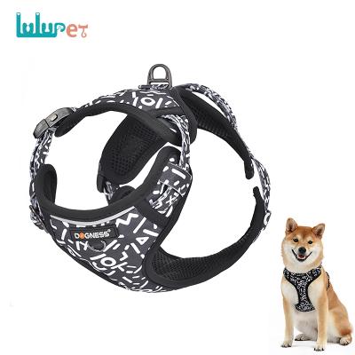 China Wholesale Reflective Dog Harness Set Adjustable Back Nylon Reflective Harness Vest Dog Chest Pet Custom Logo for sale