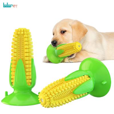 China Viable Hot Selling Dog Chew Toys Teeth Cleaning Yellow Squeaky Corn Chew Eco Material Pet Toy Small Medium Dog Toy Toothbrush for sale