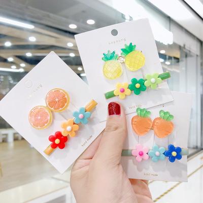 China Fashionable 2-Piece Set Metal Hairpin Children's Fruit Colorful Lovely Children's Hairpins for sale