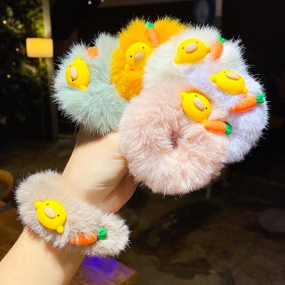 China A Yellow Duck Hair Rope Baby Girl Tie Hair Band Yellow Cute Little Korea Scrunchies Soft Children's Plush Toy for sale