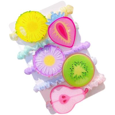 China High Elasticity Soft Cute Scrunchies Girls Elastic Band Children Fruit Cardboard Hair Tie Animal Hair Clips for sale