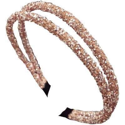 China New Handmade thin edges Crystal Sparkling Glitter Headband Women's Diamond Inlaid Hair Band Double European and American style for sale