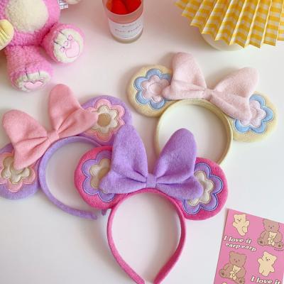 China Soft Adult Hair Accessories Headband Bow Hair Band Mouse Ears Headdress Wash Face Hair With Girl Lovely Headband for sale