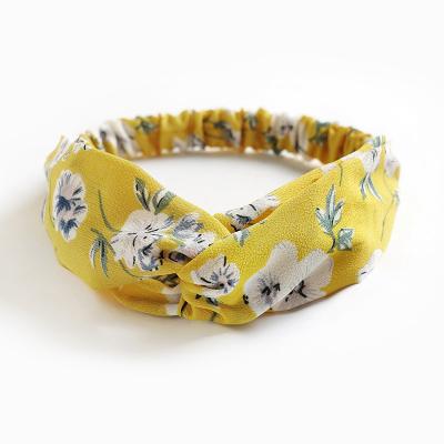 China Attractive Design Elastic Cross Headband/Bohemian Floral Wide Stretch Headband Fabric Headband Top Quality For Girls for sale