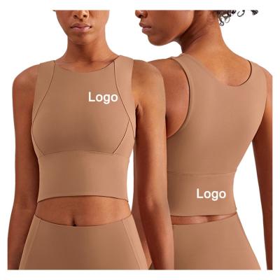 China High Impact Shockproof Crop Top Nylon Women's Full Support Bra Breathable Spandex Beauty Yoga Sports Bra for sale