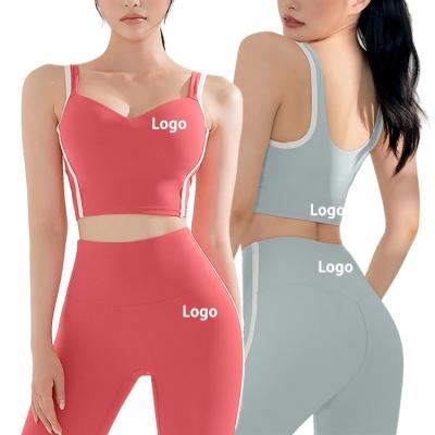 China Breathable Removable Padded Patchwork Color Women Workout Sets Push Up Sexy Bra Gym Fitness Set Activewear Sets 2021 for sale