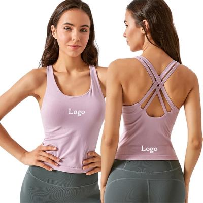 China Breathable Seamless Beauty Back Gym Crossover Bra For Woman Workout Wear Running Vest Bra Top for sale