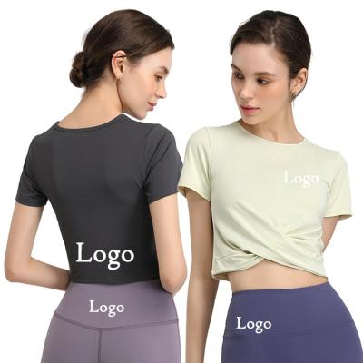 China Stretch Front Sex Design Fitness Cross Shirts Quick Dry Breathable QUICK DRY Top Plus Size Gym Running Women's Shirts for sale